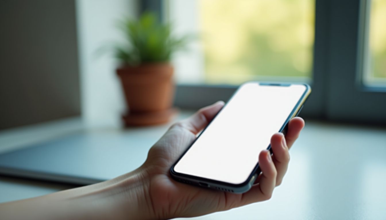 A smartphone displaying a social trading app in a tidy room.
